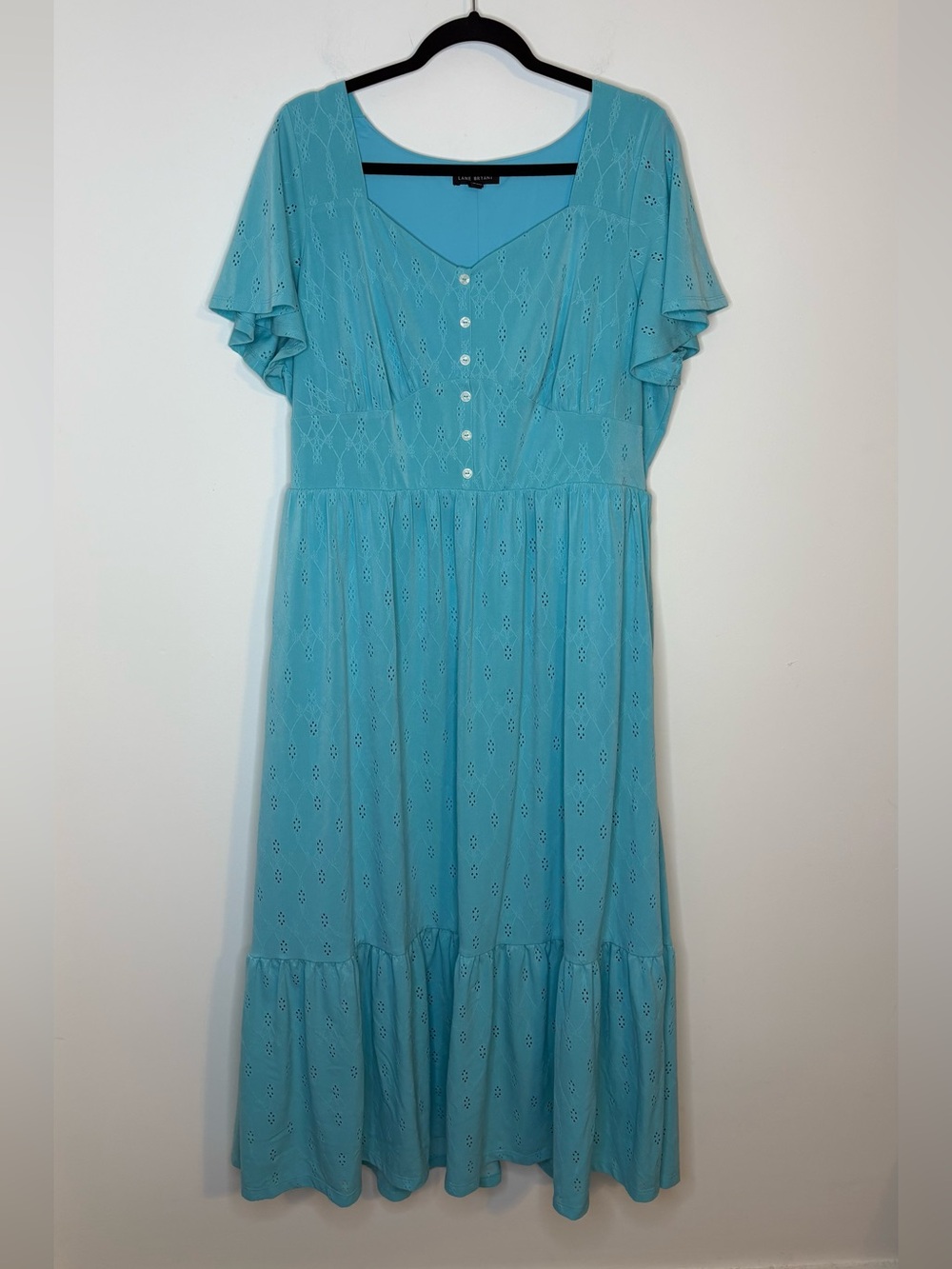 Lane Bryant Sweetheart-Neck Eyelet Midi Dress Blue Size 18/20